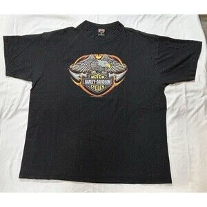 Harley Davidson Mens Vintage 90s T-Shirt Size 2XL Eagle Print Powertrain Tour H1